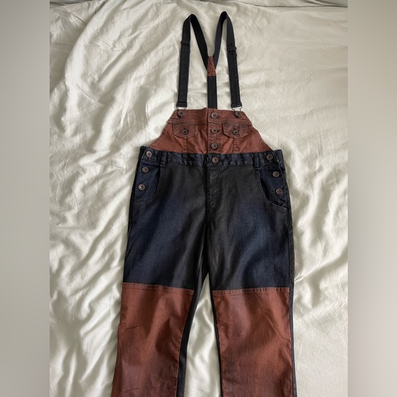 Guess Pants - RARE Guess 1981 Dungaree Denim Overalls Colorblock possibly Vintage